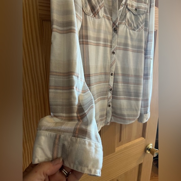 Passport Brown and Orange Plaid Long Sleeve Blouse Size XL - Picture 5 of 7